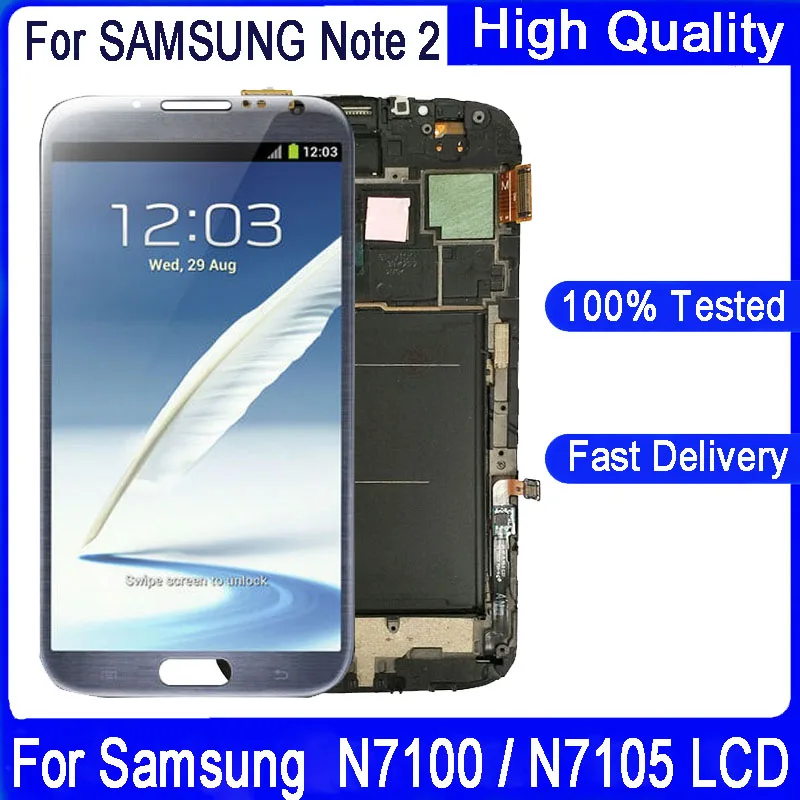 S8757514b24634a97a7c3279fd84bb33dH 5.5“Super AMOLED LCD Samsung note 2 N7100 N7105 LCD (New) - Image 1