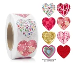 50 500 1inch Red Heart Stickers for Valentines Day Baking Packaging Sticker Envelope Seals (New)