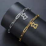 Cute Love Bear Pendant Womens Bracelet Stainless Steel Fashion Simple Romantic Heart Pendant (New)