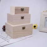 1 3 Log Color Scotch Plain Wood Wooden Square Hinged Storage Boxes Craft Gift (New)
