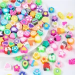 1 Pack 100 Random Polymer Clay Stars & Fruit & Flowers & Heart (New)