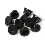 50 Black Rubber Brooch Pin Back Squeeze Badge Holder Butterfly Clasp Clutch (New)