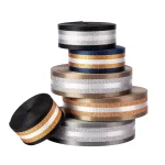 1.5 Inch Wide 3 Meters Metallic Golden Silver Strip Webbing Strap For Bag Strap (New)