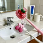 Cute Cherry Design Toothbrush Holder, Cherry Pattern, Protects Toothbrush Head, Features Dual Holes (New)