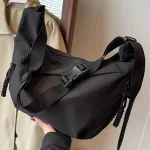 retro nylon tote bag, stylish large capacity shoulder bag, commuting crossbody bag (New)