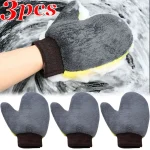 Car Washing Gloves Microfiber Coral Velvet Strong Water Absorption Body Cleaning Glove Double (New)