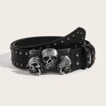 Belts For Women High Quality Luxury Brand Punk Goth Rivet Black Jeans (New)