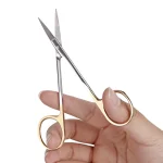 Dental Stainless Steel Medical Surgical Scissors Straight   Curved Tip Gold Plated Handle (New)
