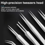6 Piece Stainless Steel Tweezers Set Ts 15 for Succulent Plant DIY Elbow Gooi Tweezers (New)