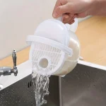 1 2 Rice Washer Kitchen Colanders Strainer Bowl with Lid Household Vegetable Washing Strainer (New)