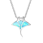 Bohemia Cute Jellyfish Pendant Necklace For Women Inlay Blue Imitation Opal Necklace Wedding (New)
