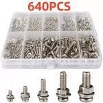 640 320 Premium Stainless Steel Screw and Nut Assortment Kit Corrosion Resistant Snap in Nuts M2 (New)
