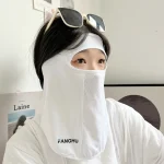 UV Protection Ice Silk Mask Sun Proof Bib Solid Color Face Cover Face (New)