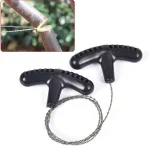 Portable Stainless Steel Wire Saw with Finger Handle Outdoor Camping Hiking Pocket Manual (New)