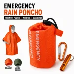 Emergency Rain Poncho Kit Waterproof Hooded Raincoat Portable Rain Cover With Pouch Whistle (New)