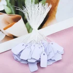 100 Jewelry String Cord Price Tags Rectangle White Blank Labels for Jewelry Display (New)