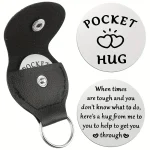 1 Pocket Hug Stainless Steel Keychain   Double Sided Coin Clip with Heart Design,Encouragement (New)