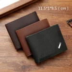 Mens Short Frosted Leather Wallet, Multi Slot Coin Pocket Photo Holder Small Mens Wallet (New)