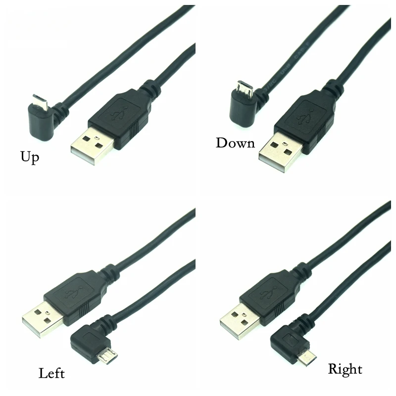 S90120f3eed714e3d8840d656ca55b2fel Up Down Left Right Angled 90 Degree USB Micro USB Male To USB (New) - Image 1
