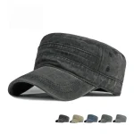 Spring Summer Short Brim Army Hat Men Women Outdoor Retro Washed Cotton Big (New)