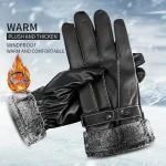 Winter Glove Windproof Warm Leather Glove Waterproof Touchscreen Anti Slip Cashmere Lining Cycling (New)