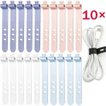 10-Reusable Fastening Cable Ties Cord Organizer Charger Earphone (New)