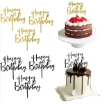 10 20 Gold Black Happy Birthday Cake Topper DIY Acrylic Letter Simple Design Kids (New)