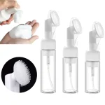 100ml Soap Foaming Bottle Plastic Facial Cleanser Mousse Pump Dispenser with Silicone Brush (New)