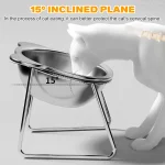 Stainless Steel Pet Bowl Slanted Anti Cervical Spondylosis for Cats and Dogs Dual (New)