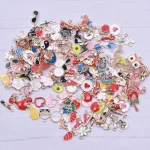 50 Lot Random Mix Styles Animal Flower Heart Charms Assorted Enamel Fruit Pendant Handmade (New)