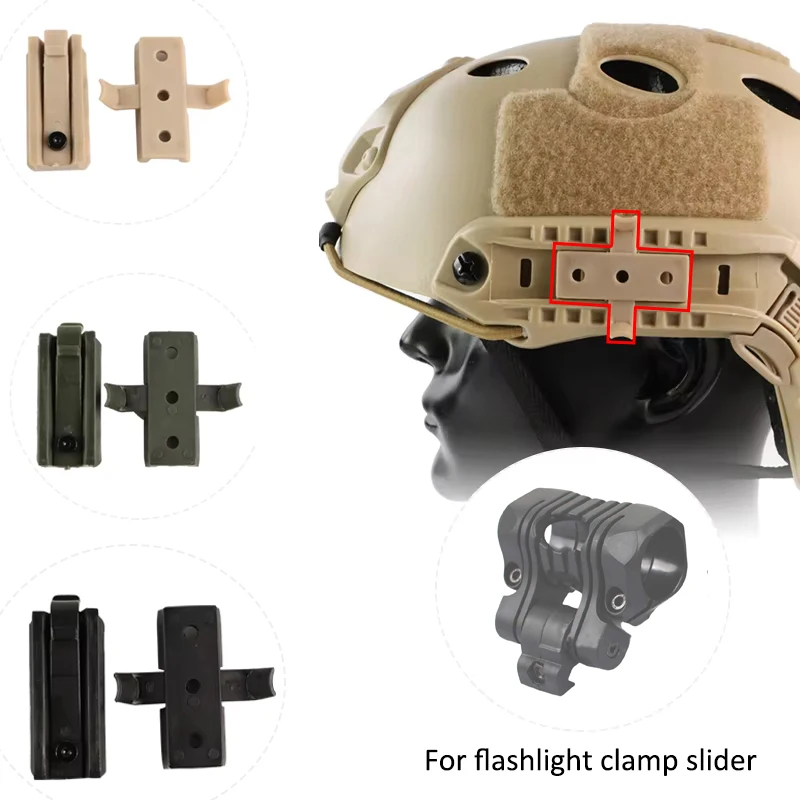 S91a312aa31bd4716b8a5b8116a28ee40i BOOIU Tactical Helmet Rail Slider Multifunctional Helmet Adapter Airsoft Helmet Rail Slider Flashlight (New) - Image 1