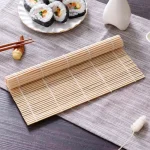 Exquisite Bamboo Sushi Mat with White Finish Seaweed Rice Roll Curling Non Stick (New)