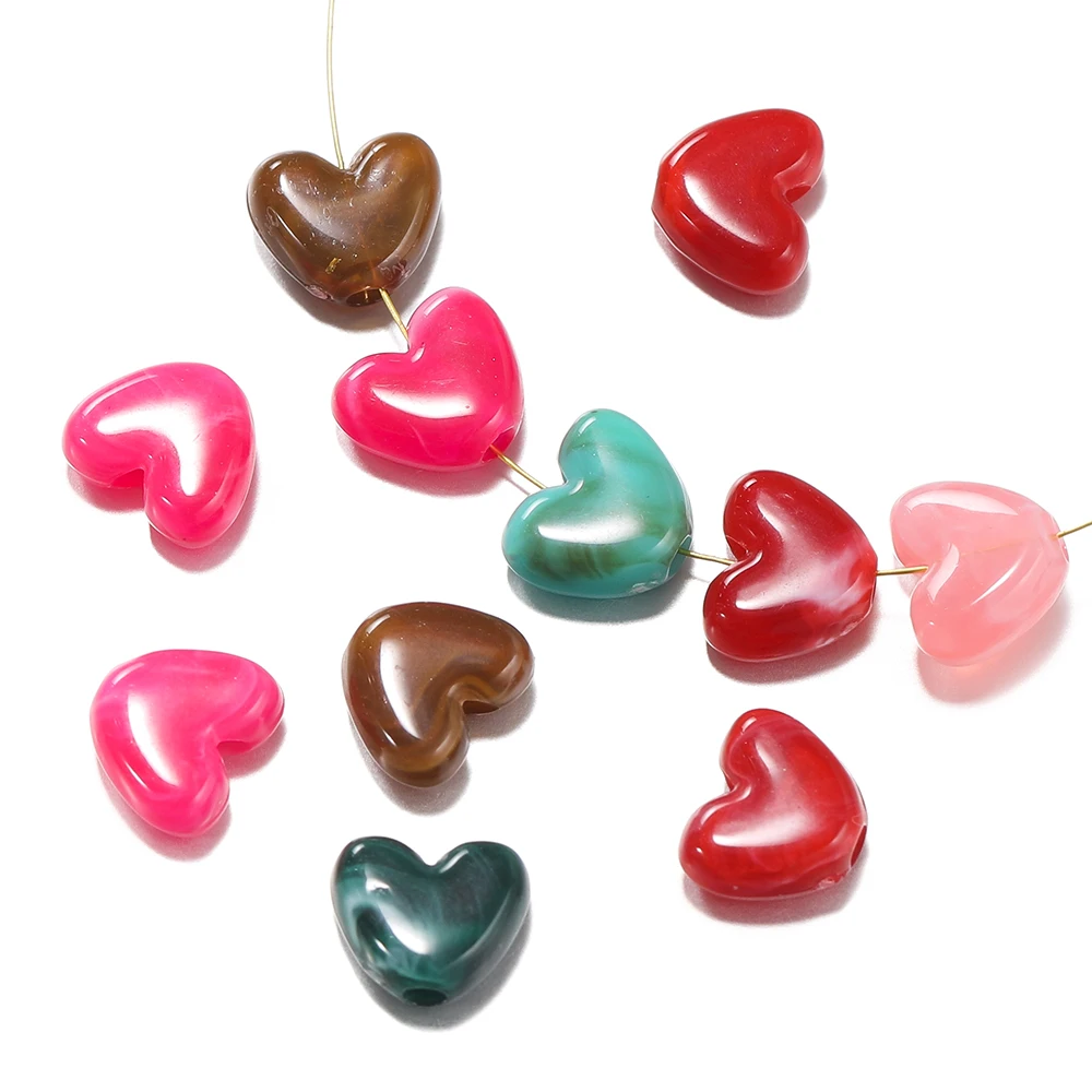 S91cfcb35e1e24bb8a9150724b93e5372X 50 Lot 8mm Acrylic Heart Bead Imitation Stone Loose Spacer Beads for DIY Bracelet (New) - Image 1