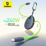 Baseus 240W One Press Return Retractable Cable USB C Type C Fast Charging Data Cable for (New)