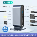 USB C Docking Station PD 100W USB C HUB Type C to HDMI Compatible (New)