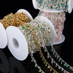1meter 50cm Crystal Beads Charms Chains Glass Bead KC Gold Necklace Link for Jewelry (New)