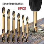 6 HSS Double Headed Auger Drill Bits For Metal Stainless Steel Wood Drilling Power (New)