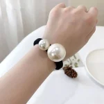 3P Set Fashion Artificial pearl Hair ring For Women Girls High elasticity durable Hair (New)