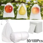 50 100 Fruit Protection Bags with Drawstring Breathable Mesh Netting Insect Bird Pest Deer (New)