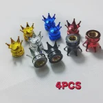 4  Universal Crown Wheel Valve Covers Air Dustproof Waterproof Car Motorcycle Tyre (New)