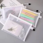 3 Set Transparent Document Bag Mesh Zipper Information Bag Small Fresh Large Capacity Stationery (New)