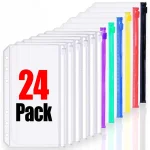 2-24Pcs Clear A6 6-Hole Binder Pockets Waterproof PVC Organizer Cash (New)