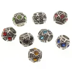 10 Micro Pave CZ Zircon Beads Big Holes Beads Round Ball Loose Spacer (New)