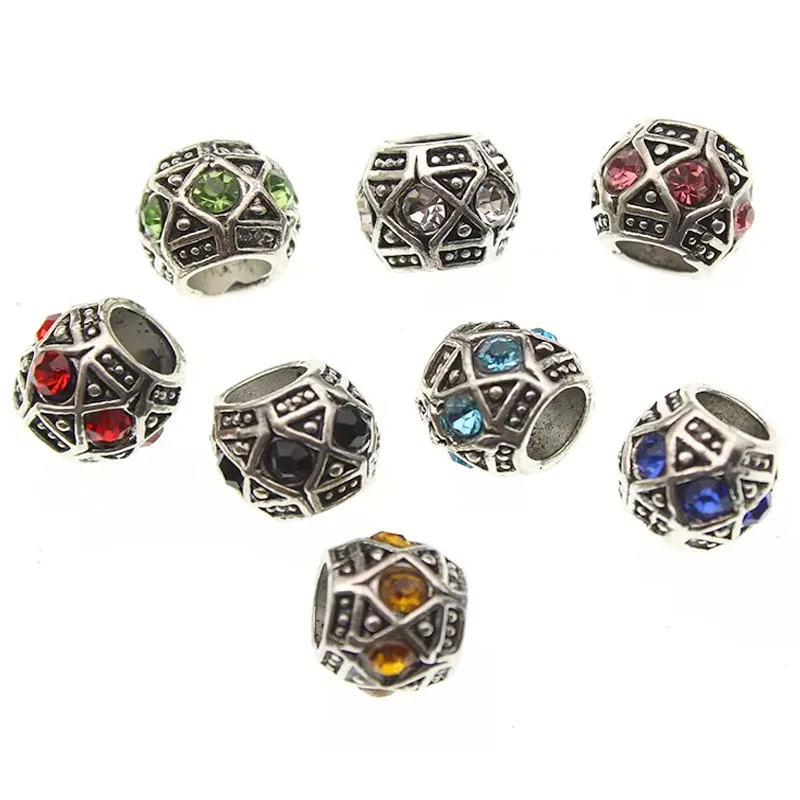 S963ecdfd7f81421482d059eb6a3d18e6n 10 Micro Pave CZ Zircon Beads Big Holes Beads Round Ball Loose Spacer (New) - Image 1