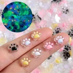 50 3D Luminous Cats Paw Nail Charms Cute Resin Cat Paws Y2K Nail (New)