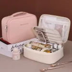 Womens Cosmetic Bag Makeup Bag Double Layer Large Capacity Luxury Cosmetics Organizer Travel (New)