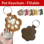 Dog Hair Collector Keychain Leather Pet Memorial Keepsake Fur Storage Pendant Charm Gift (New)