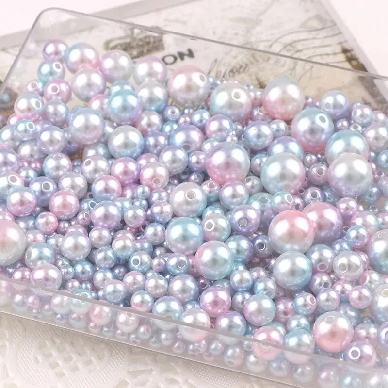 S9753fe8510f043fdb30517bb68b5bb56p 30g Mix Size Mermaid Color Acrylic Pearl Loose Spacer Beads For Jewelry Making (New) - Image 1