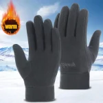 Mens Winter Gloves Thicken Thermal Warm Fleece Full Finger Gloves Cold Resistance Windproof (New)