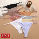 3 Set Silk Seamless Thongs for Women Sexy Low Rise Panties Female Ultra Thin (New)